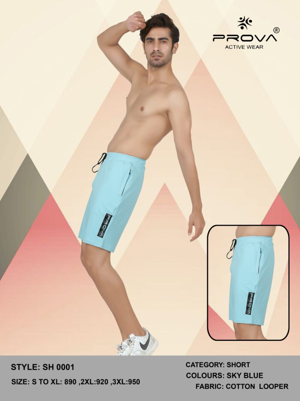 PROVA Blue Cotton Shorts for Men