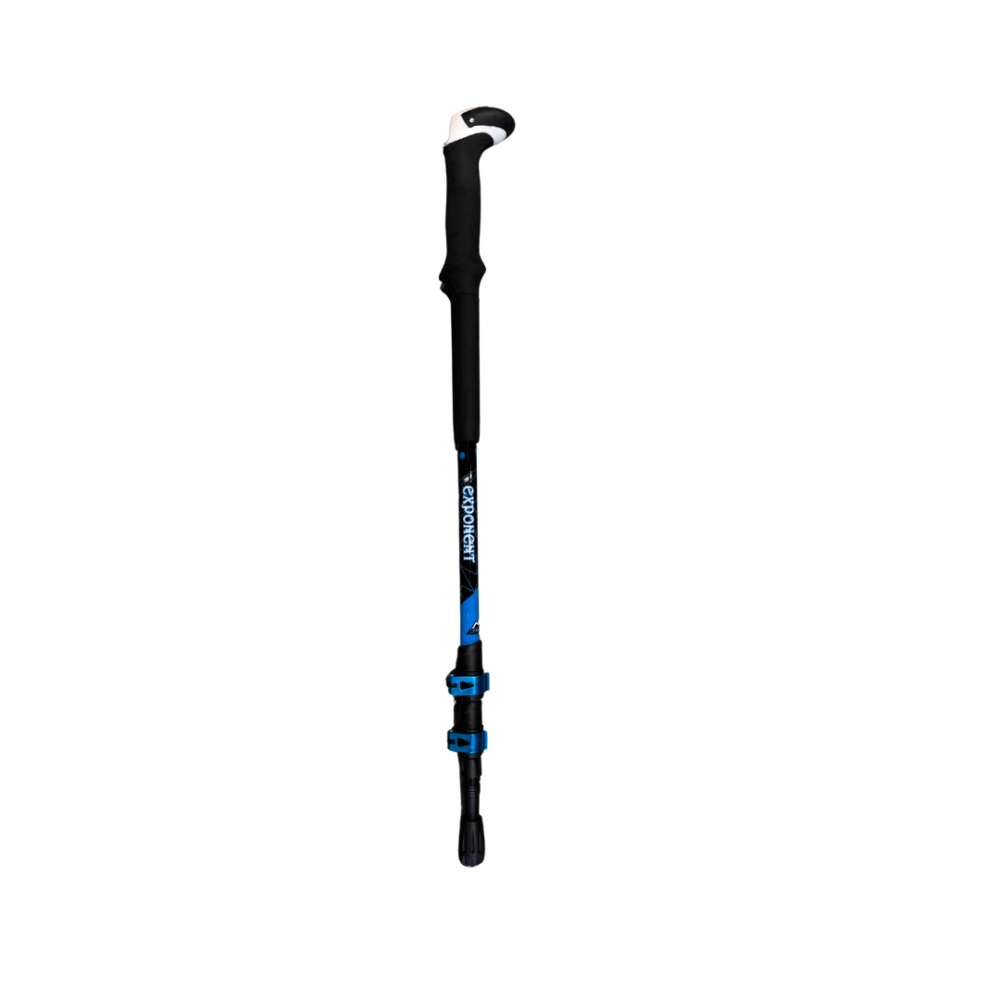 Adjustable hiking poles with shock absorption for reduced impact on joints.