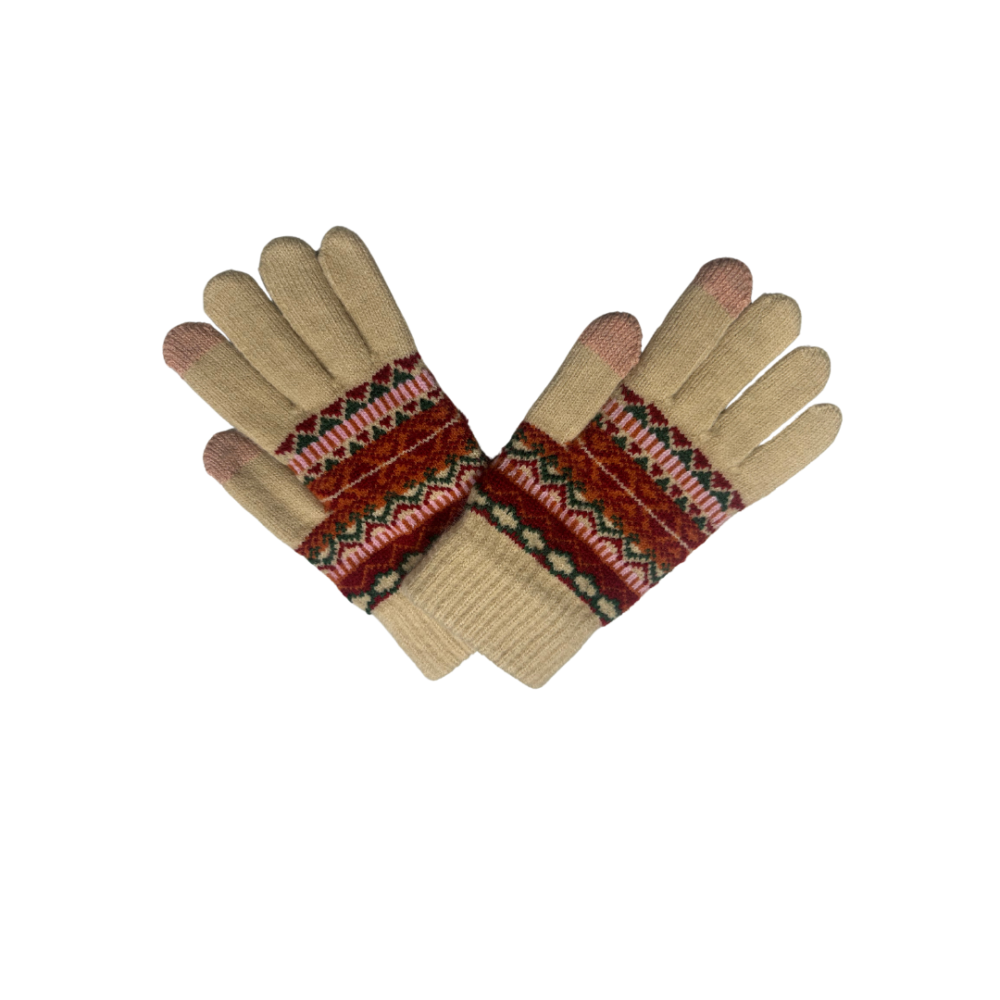 Geometric Print Woollen Gloves - Image 3
