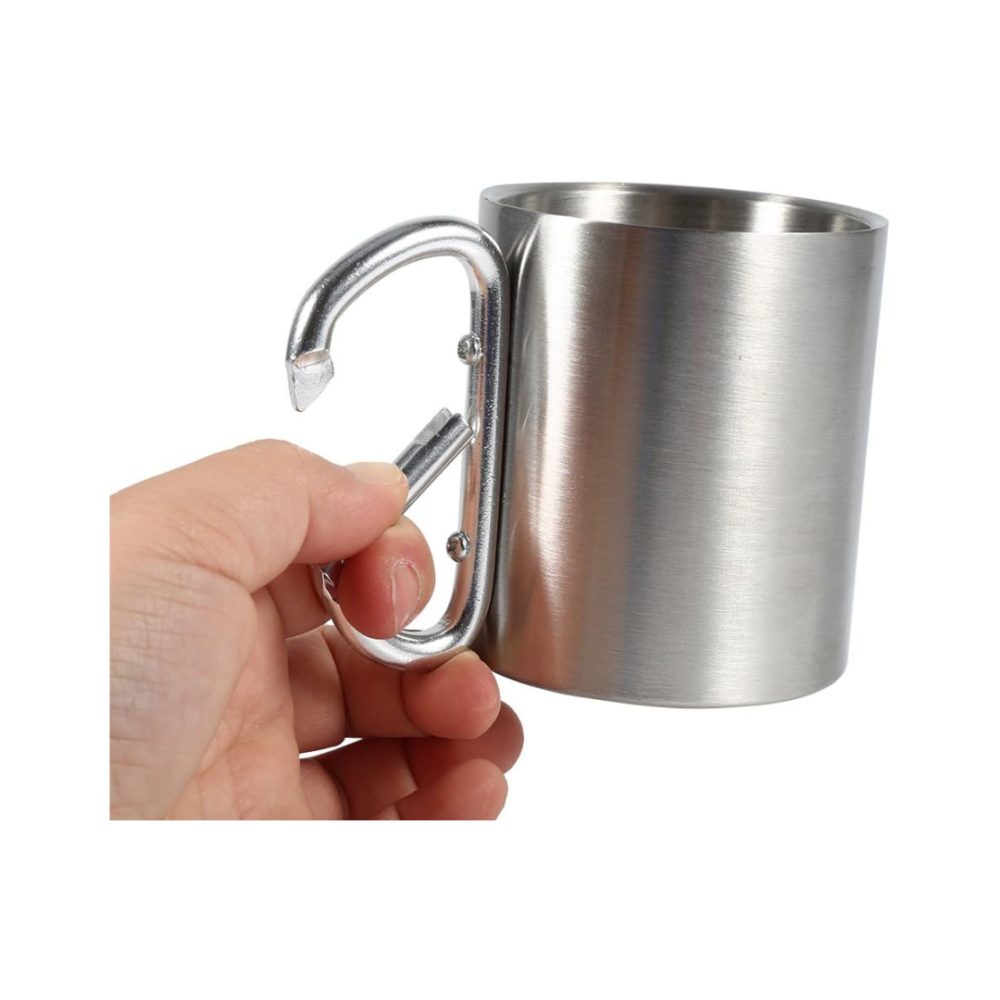 Stainless Steel MUG with carabiner keychain - Image 2