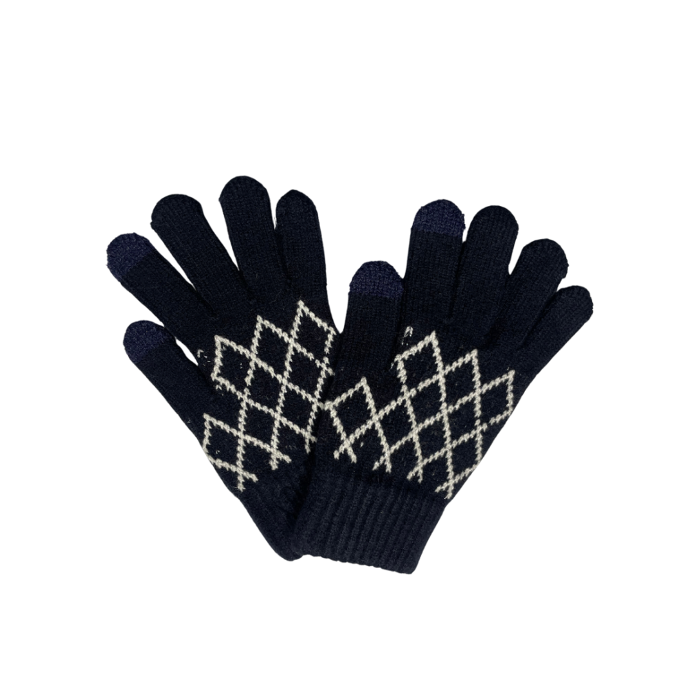 Winter Woolen Hand Gloves with Diamond Intricate Design