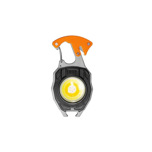 Compact multifunctional flashlight with bright COB LED light, USB rechargeable battery, magnetic base, rotating stand, and built-in flameless cigarette lighter
