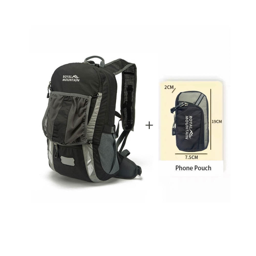 Spacious decompression backpack shown with organized contents like clothes, tech, and gear