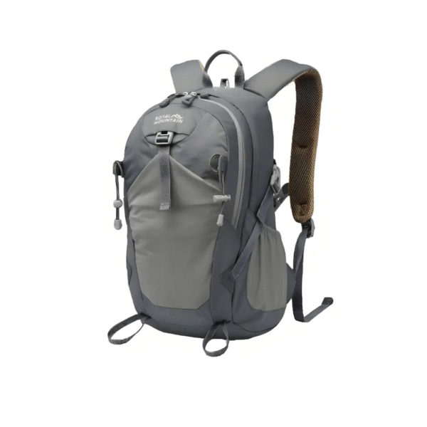 Royal Mountain 30L outdoor hiking backpack in yellow and brown, with ergonomic straps and multiple compartments for trekking and travel