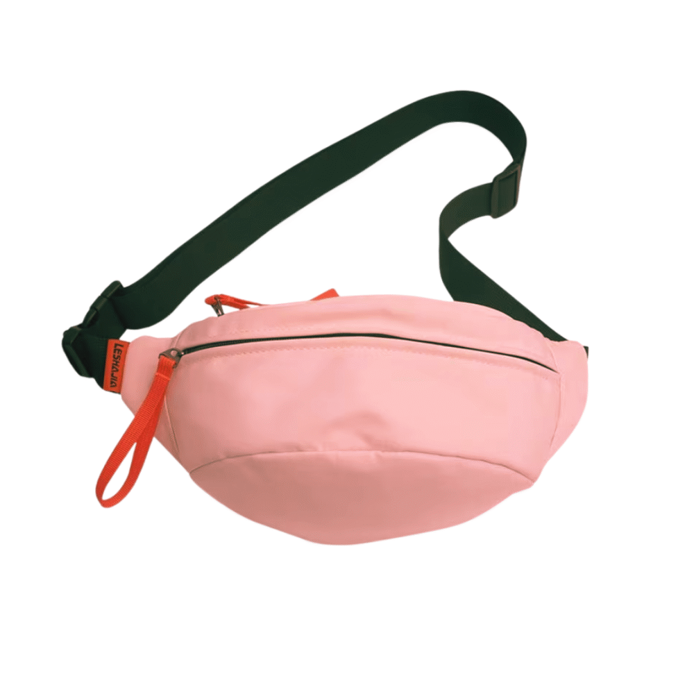 Unisex waterproof polyester waist pouch with adjustable strap, ideal for travel, sports, and outdoor activities