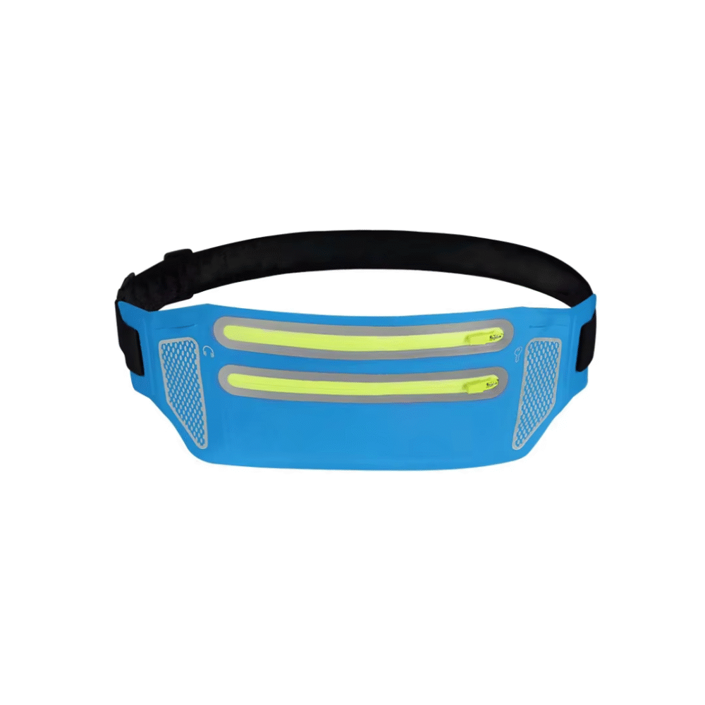 Close-up of adjustable elastic waist strap with secure buckle for a custom fit