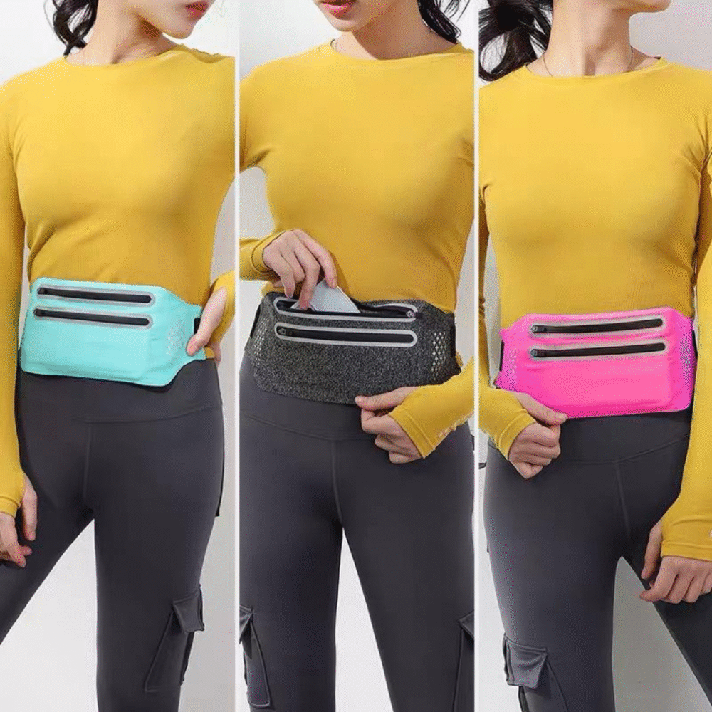 Close-up of adjustable elastic waist strap with secure buckle for a custom fit