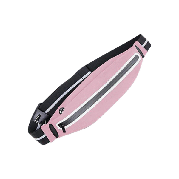Slim waterproof waist bag worn during workout, ideal for jogging, cycling, and gym training.