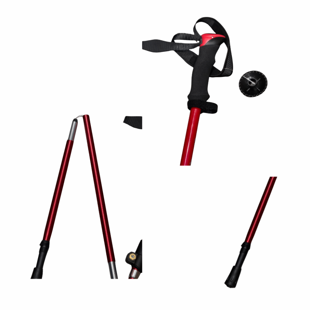 Compact foldable trekking sticks with ergonomic grip for outdoor trails