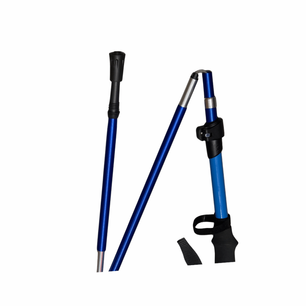 Compact foldable trekking sticks with ergonomic grip for outdoor trails