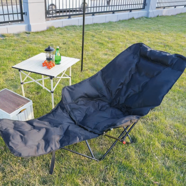 Foldable camping chair with leg extension for outdoor comfort